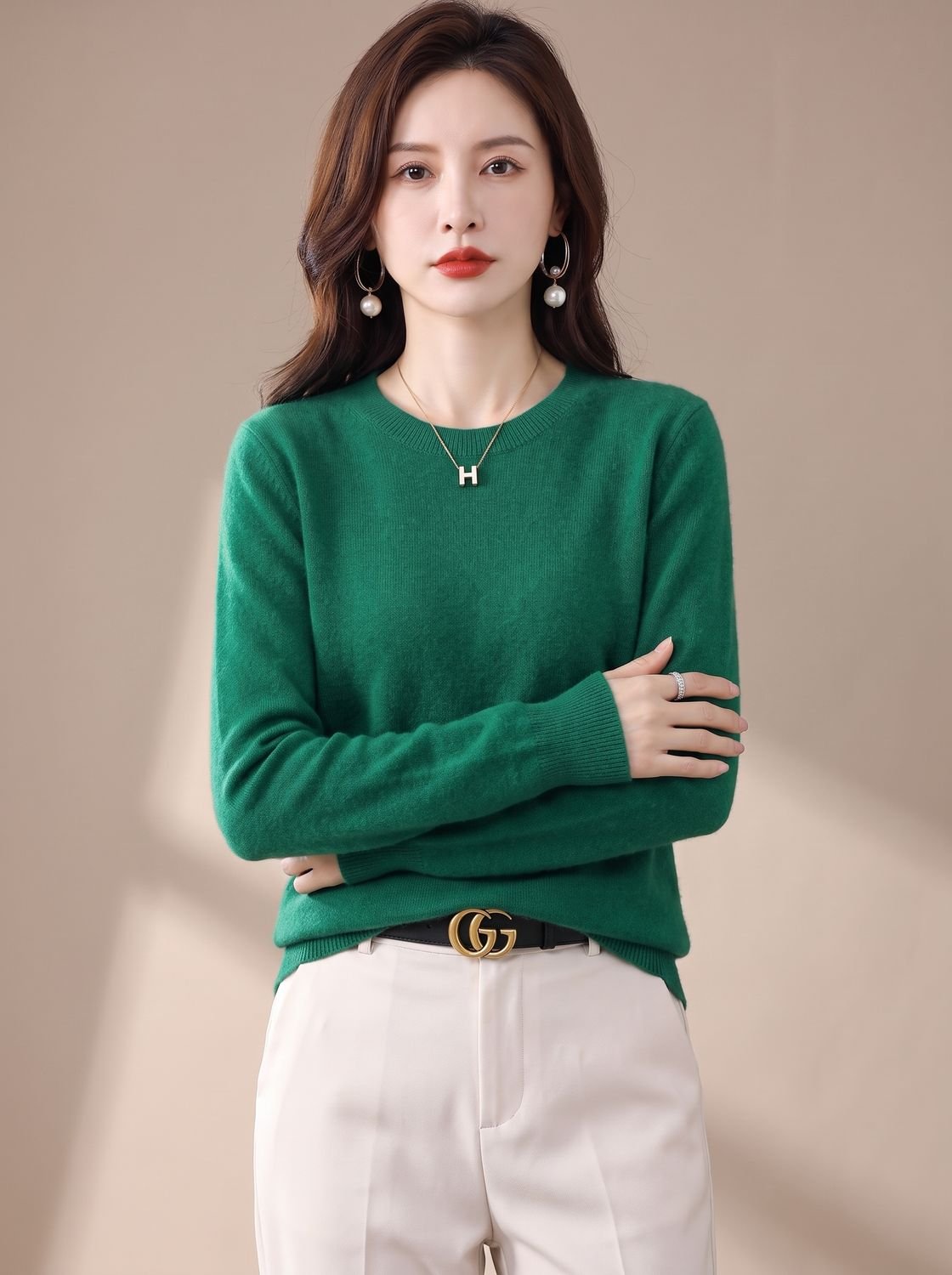 Women's Classic Crew-Neck Long-Sleeve Sweater