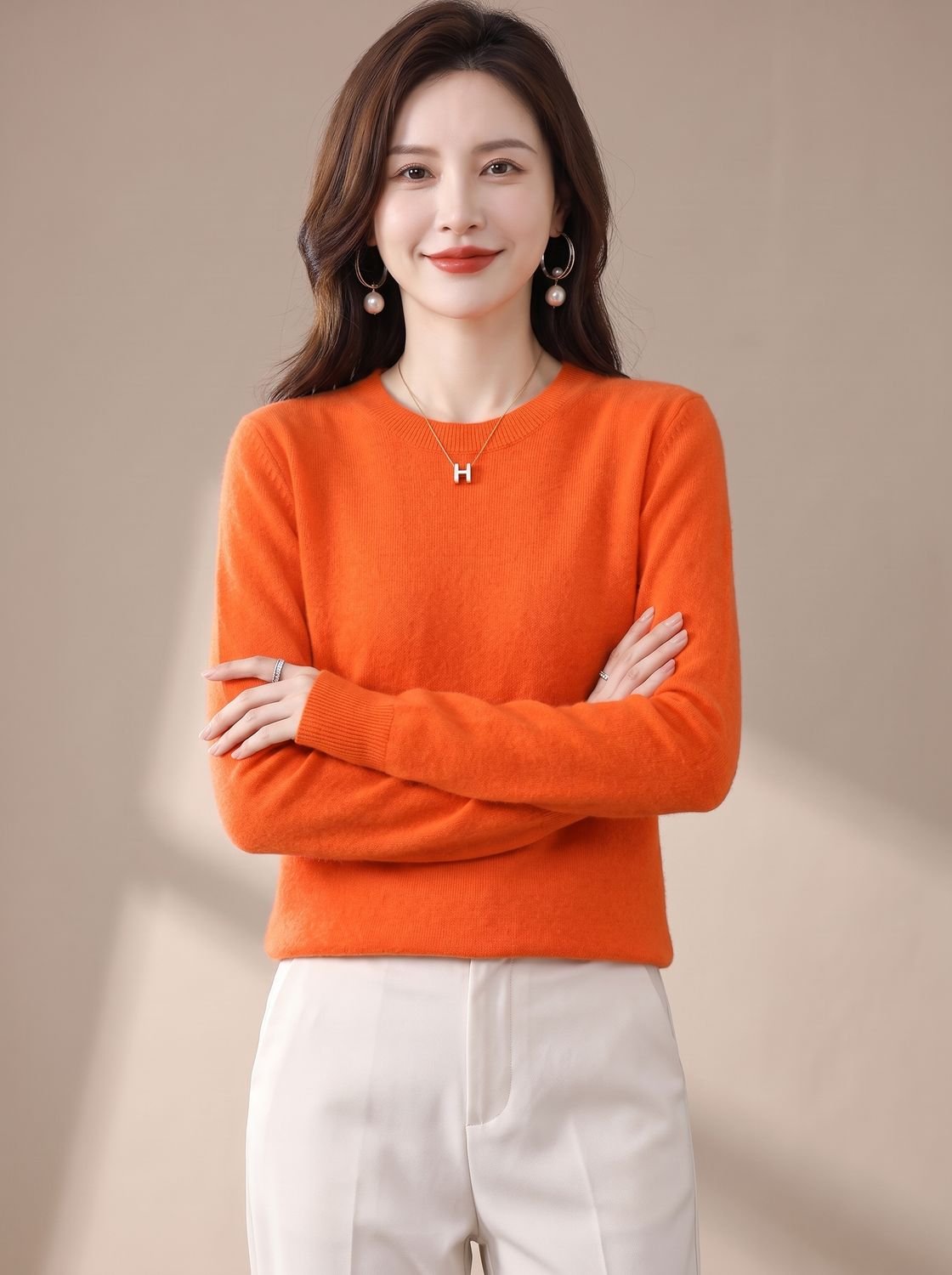 Women's Classic Crew-Neck Long-Sleeve Sweater