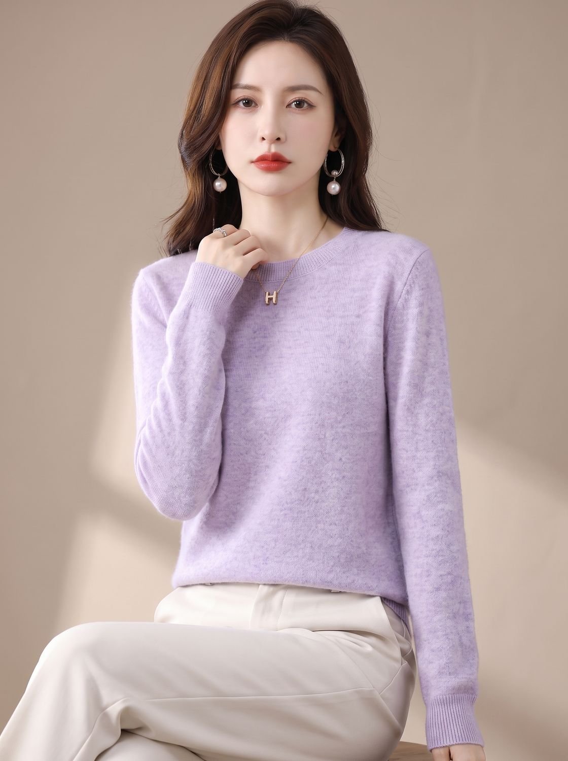 Women's Classic Crew-Neck Long-Sleeve Sweater