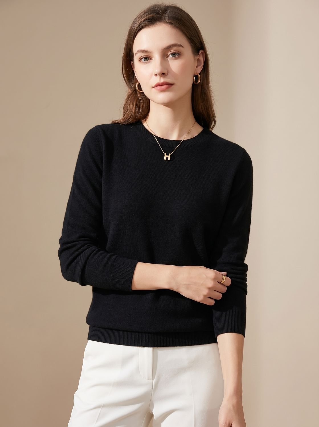 Women's Classic Crew-Neck Long-Sleeve Sweater