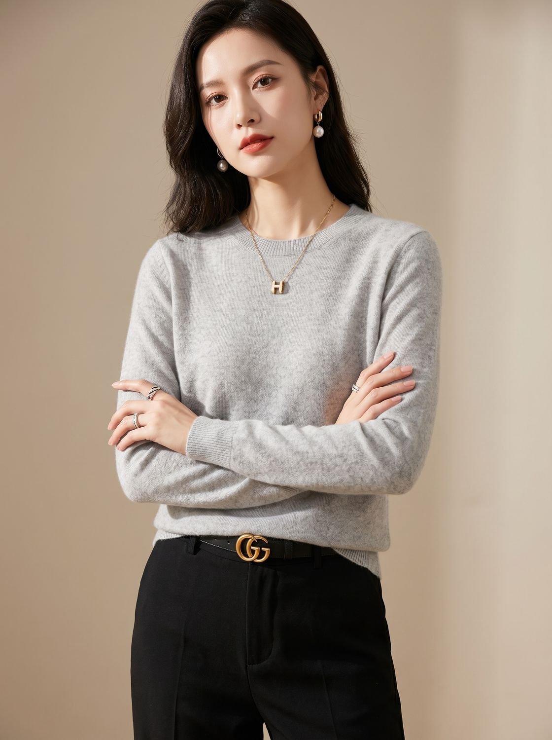 Women's Classic Crew-Neck Long-Sleeve Sweater