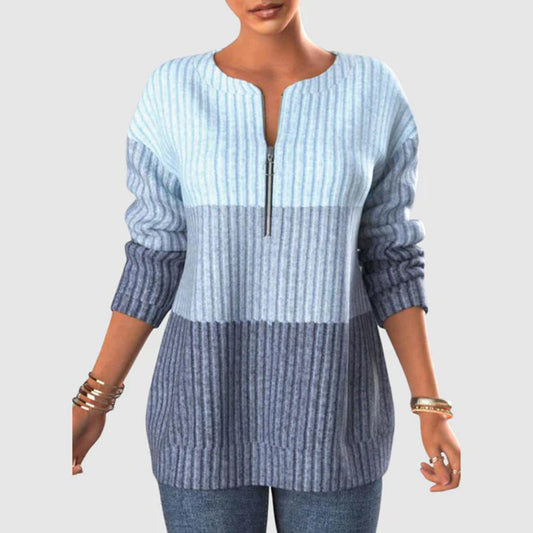 Women's Colorblock Zip Sweater