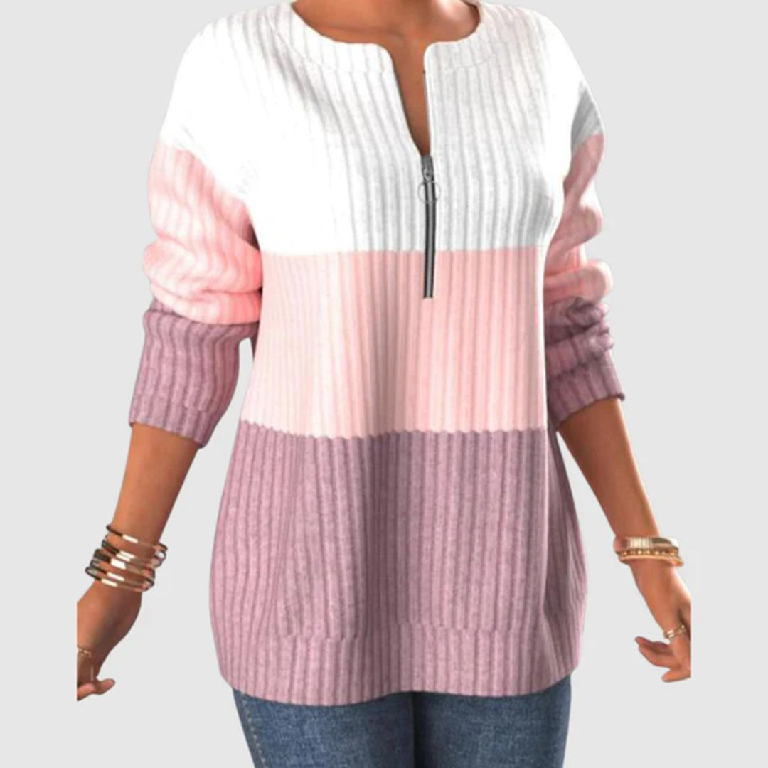 Women's Colorblock Zip Sweater