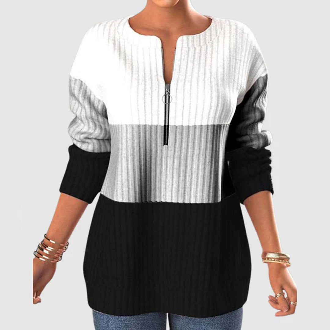 Women's Colorblock Zip Sweater