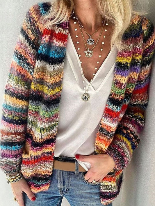 Women's Colorful Striped Cardigan