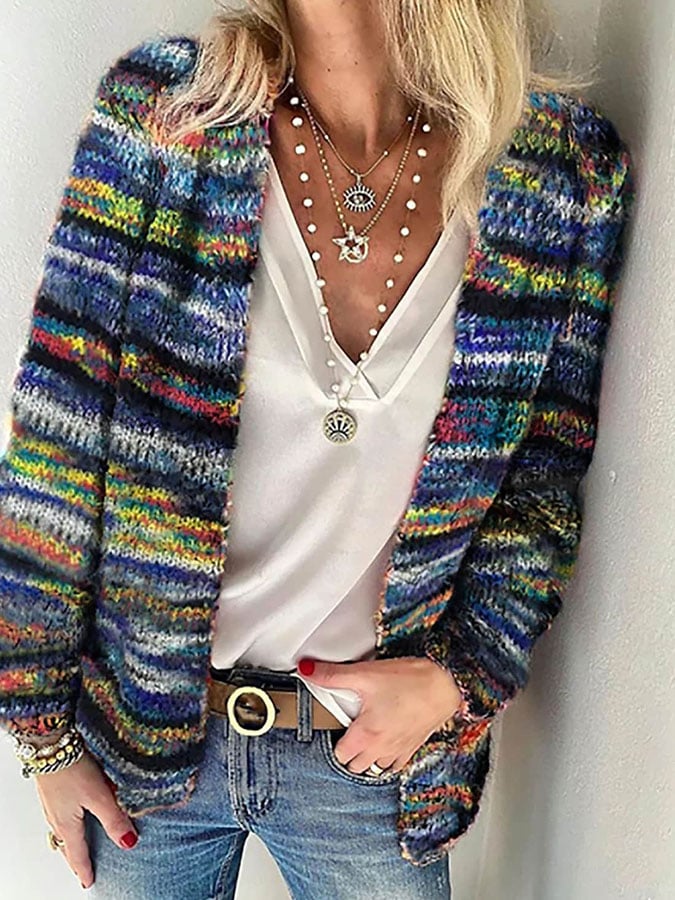 Women's Colorful Striped Cardigan