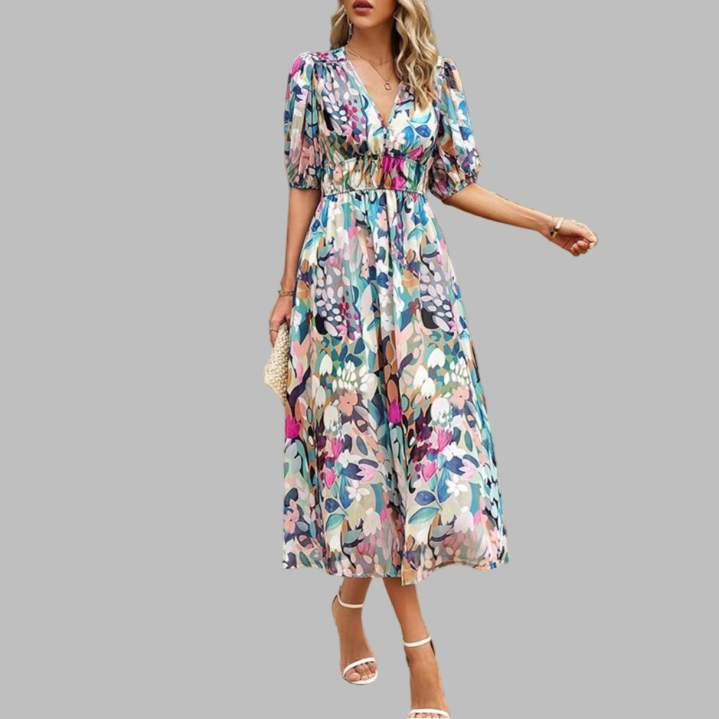 Women's Comfortable V-Neck Midi Dress