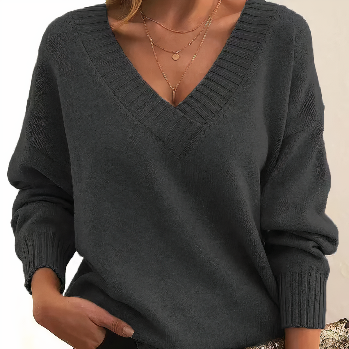 Women's Cozy Winter V-Neck Sweater