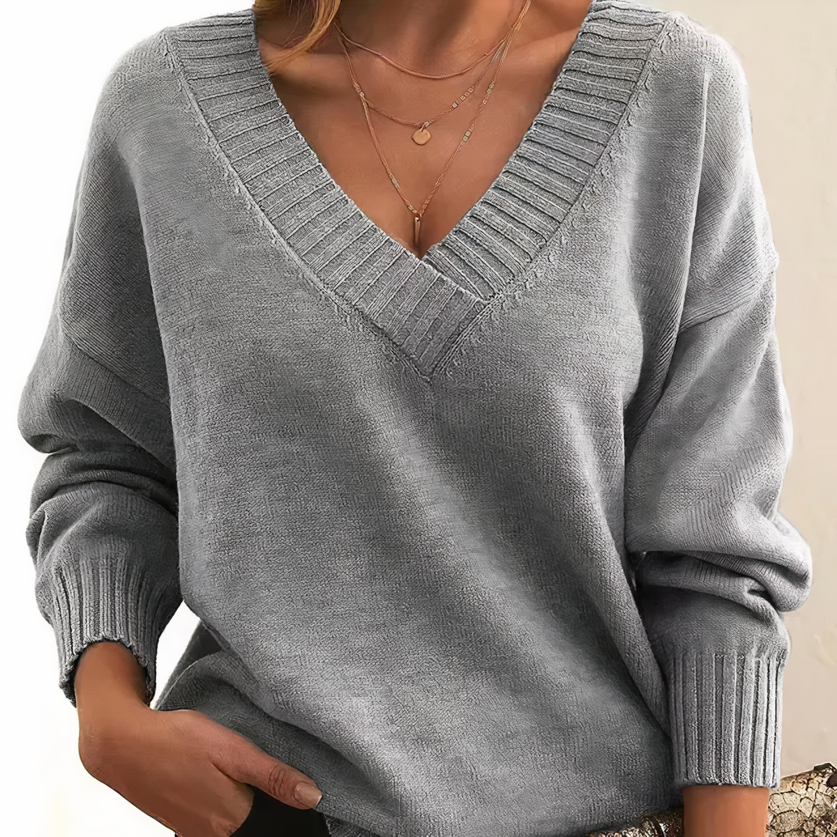 Women's Cozy Winter V-Neck Sweater