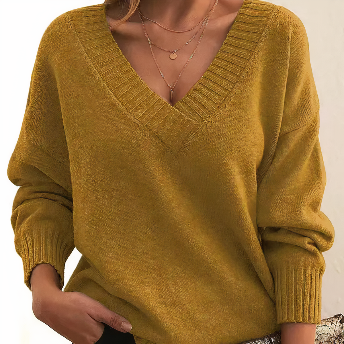 Women's Cozy Winter V-Neck Sweater