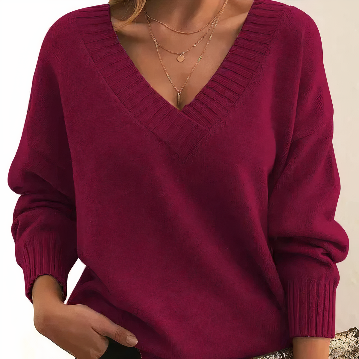 Women's Cozy Winter V-Neck Sweater