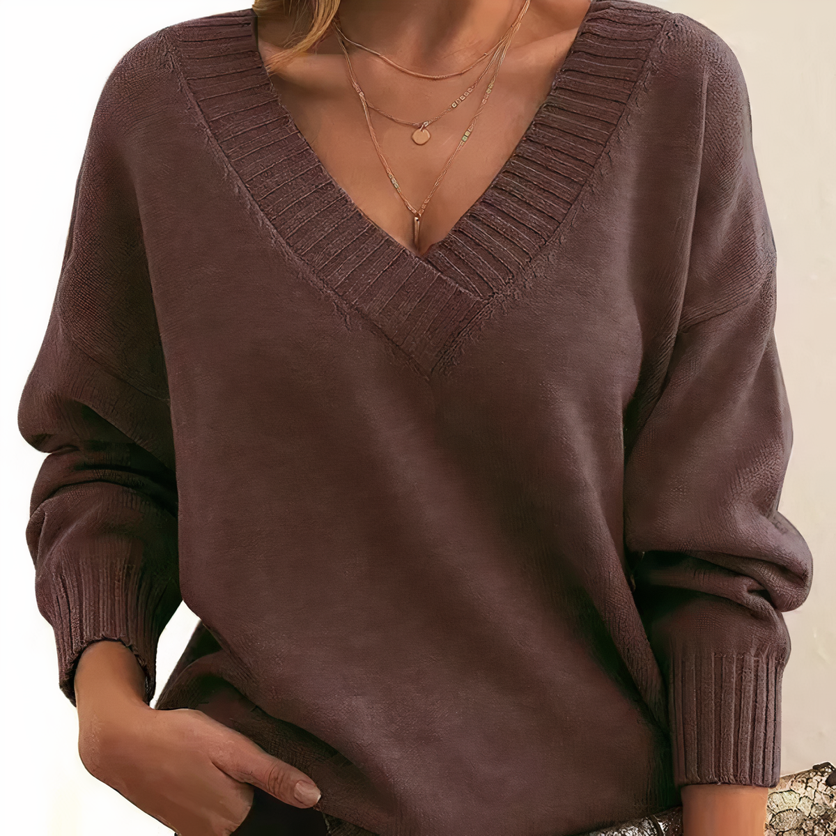 Women's Cozy Winter V-Neck Sweater