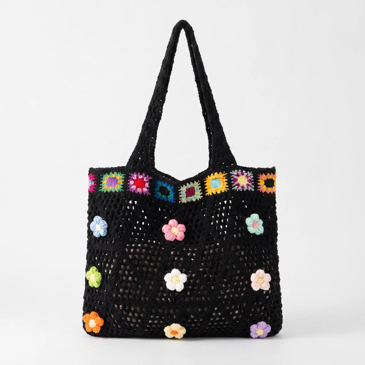 Women's Crochet Flower Tote Bag