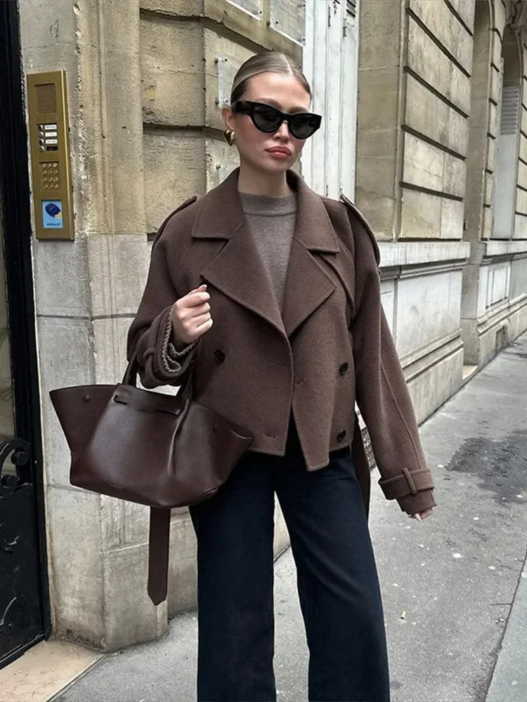 Women's Cropped Double-Breasted Jacket