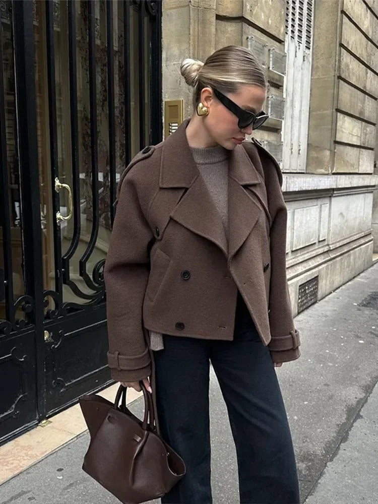 Women's Cropped Double-Breasted Jacket
