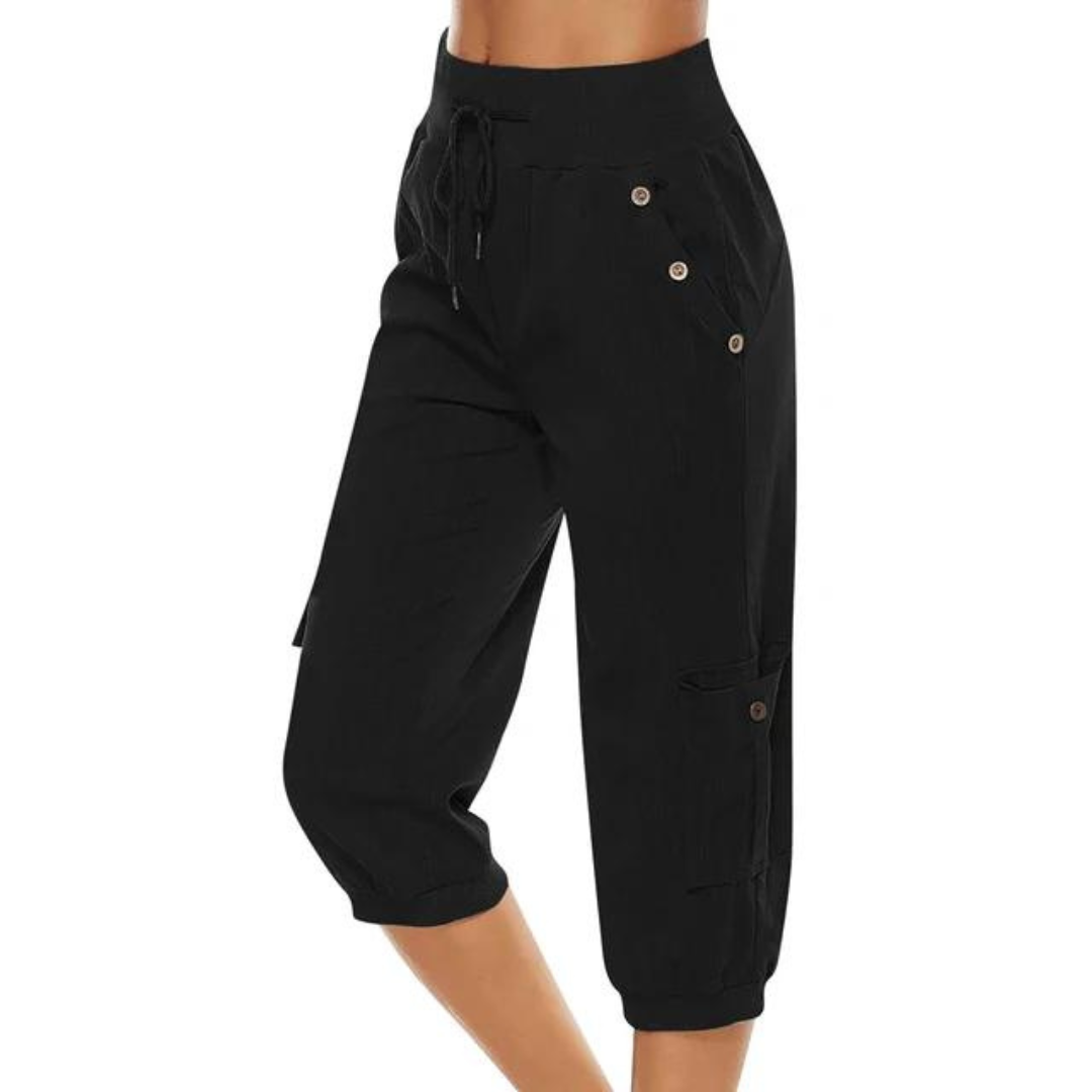 Women's Cropped Pants with Elastic Waist