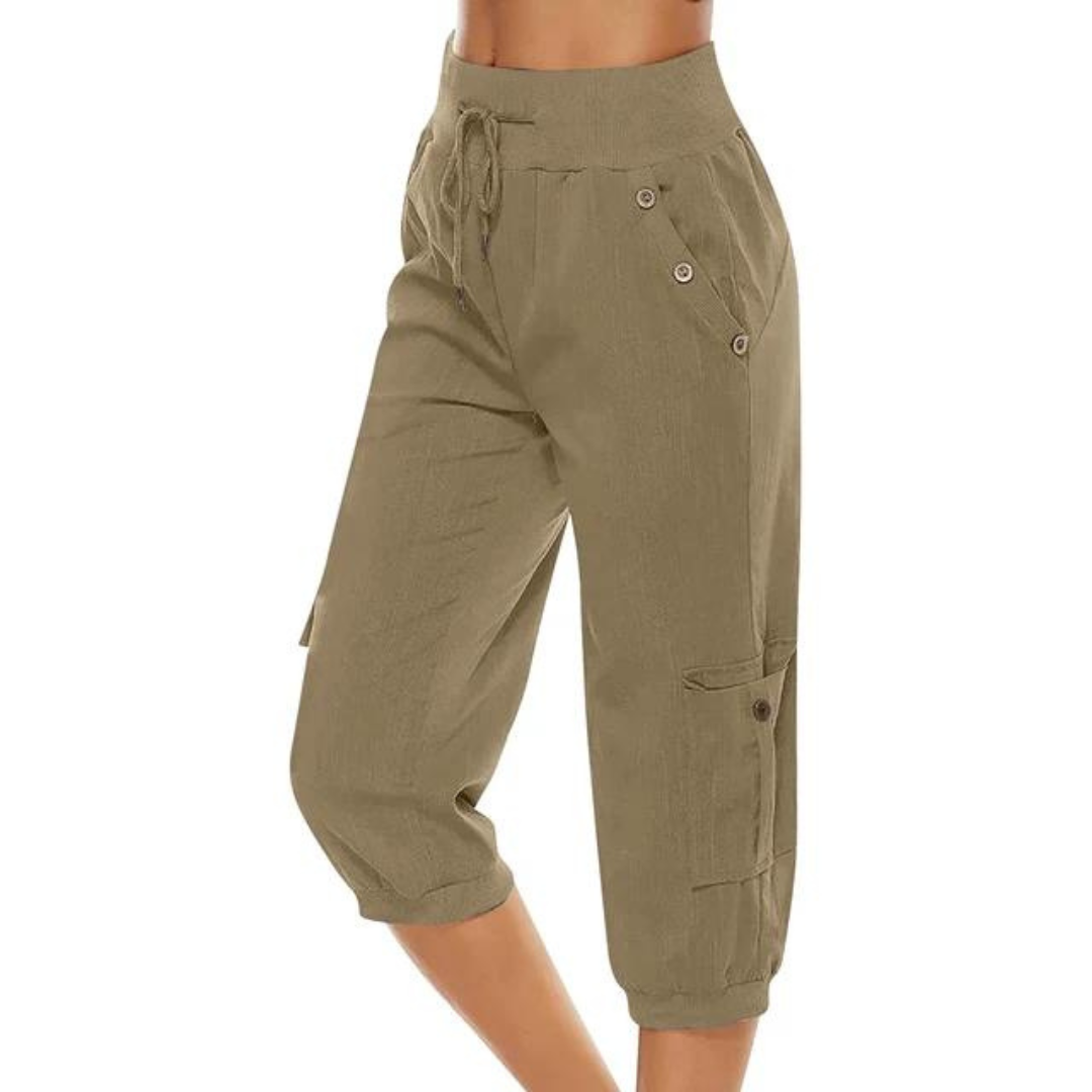 Women's Cropped Pants with Elastic Waist