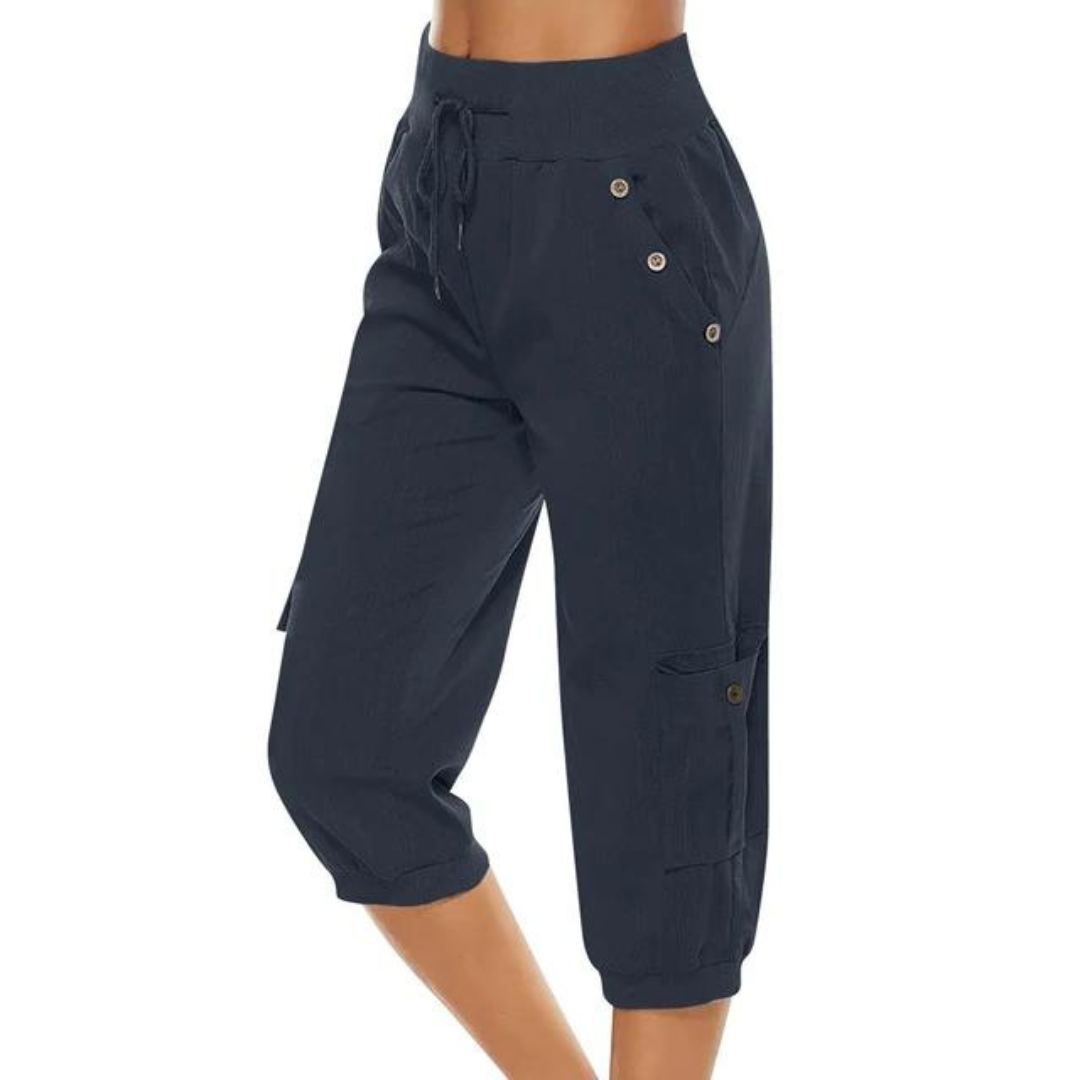Women's Cropped Pants with Elastic Waist
