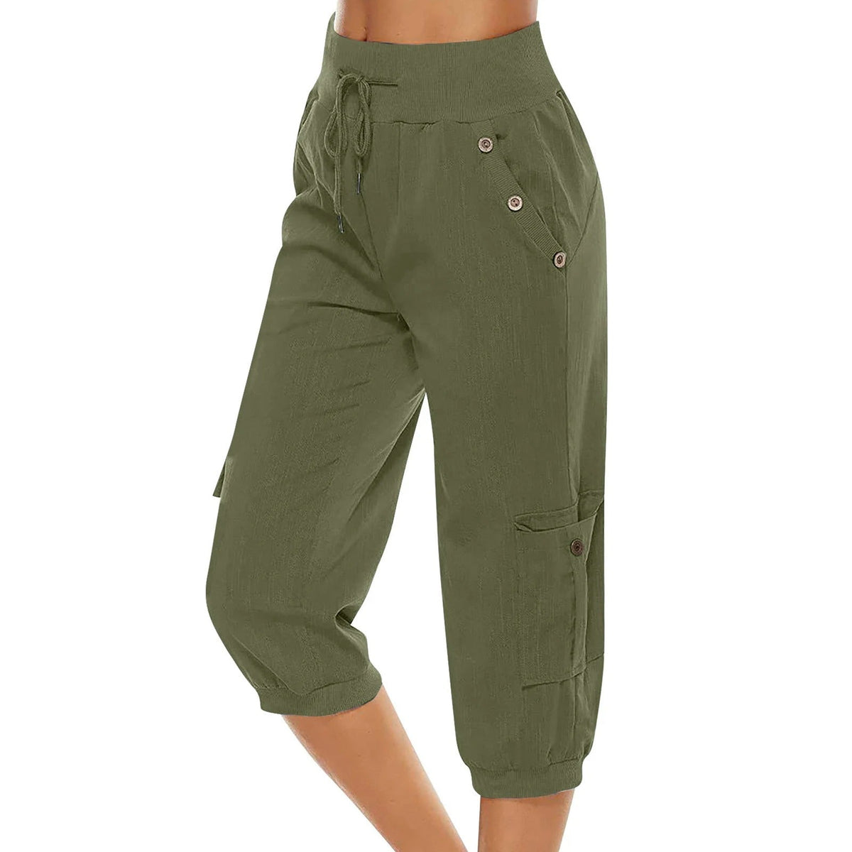 Women's Cropped Pants with Elastic Waist