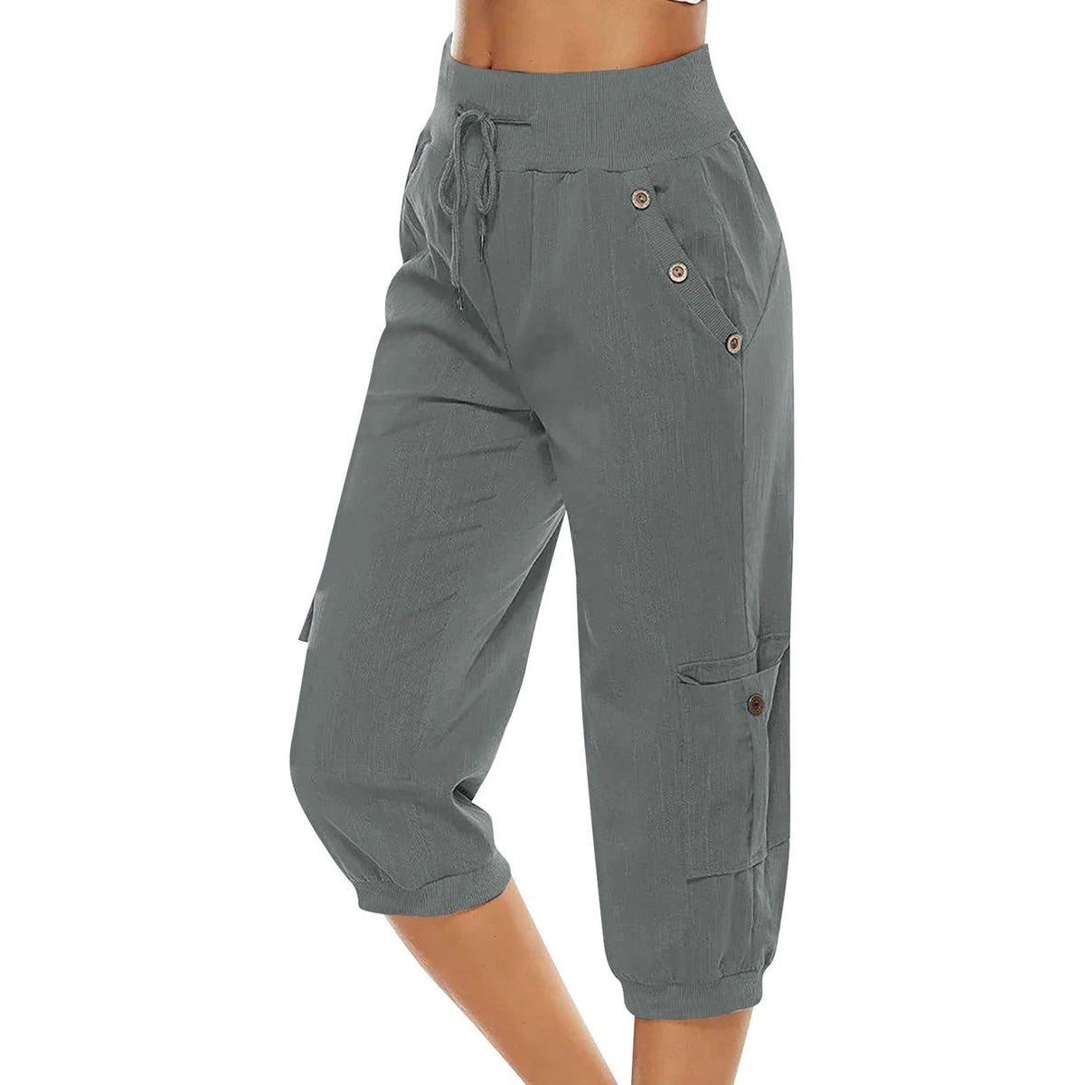 Women's Cropped Pants with Elastic Waist