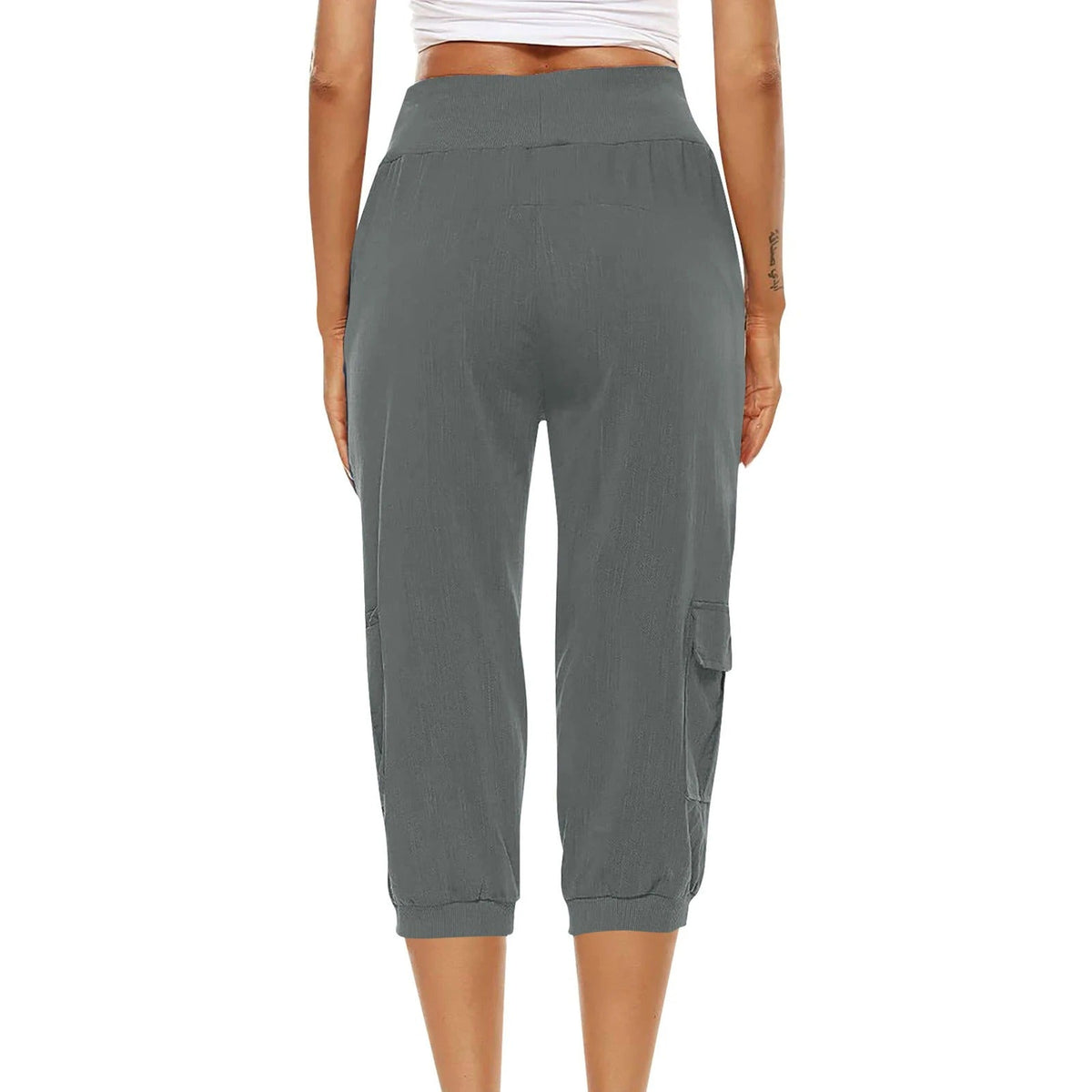 Women's Cropped Pants with Elastic Waist