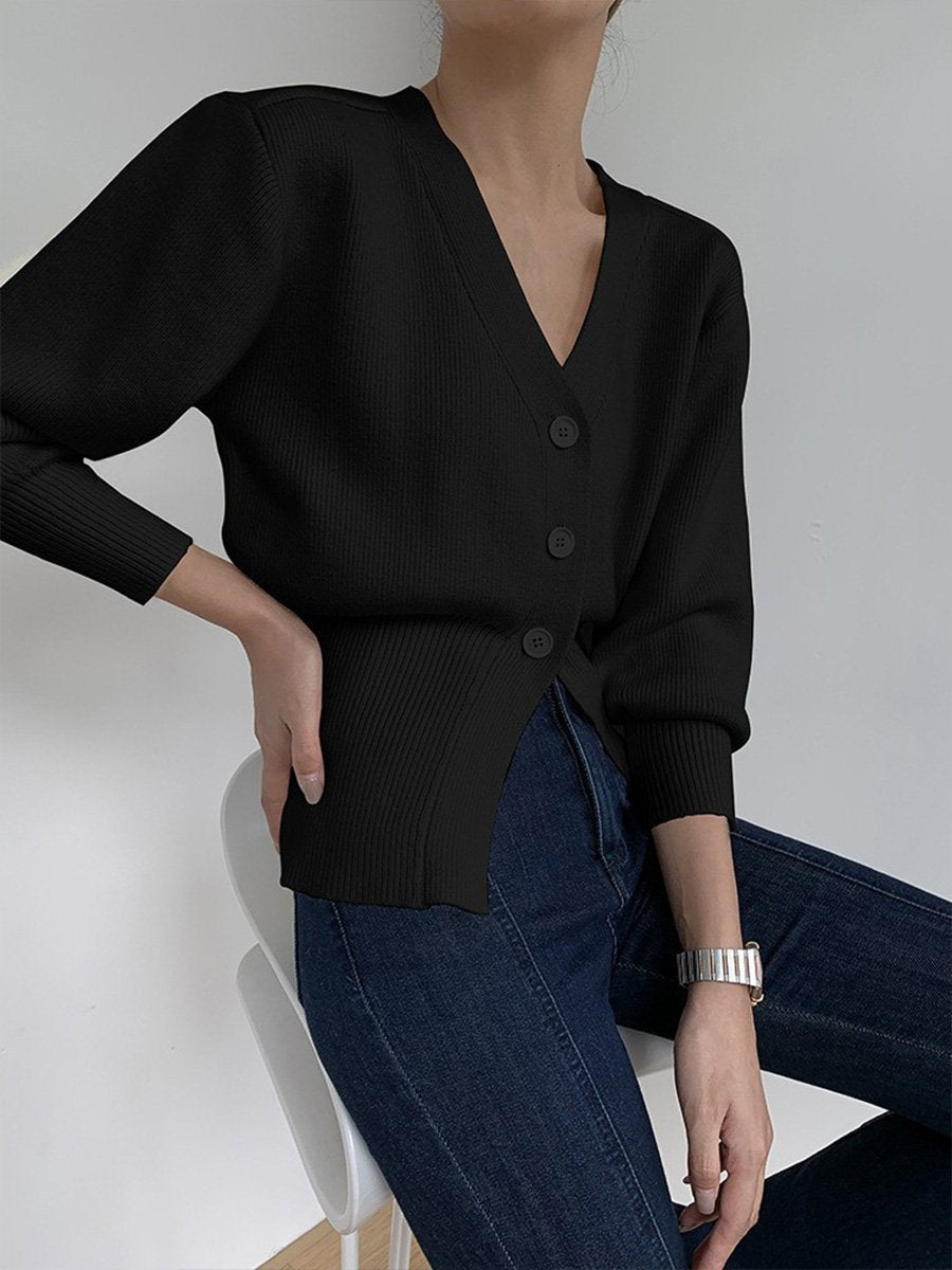 Women's Cropped V-Neck Cardigan