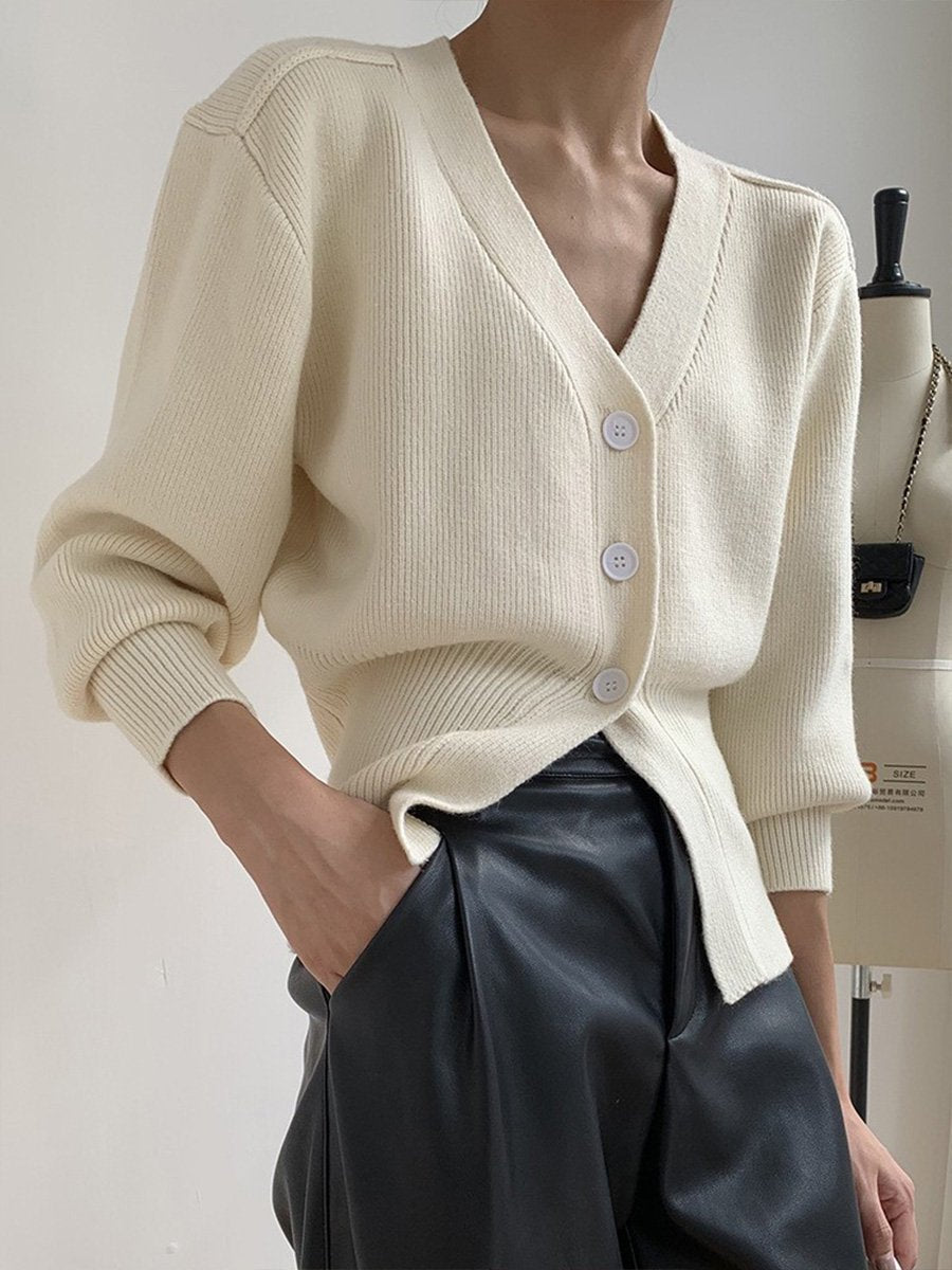 Women's Cropped V-Neck Cardigan