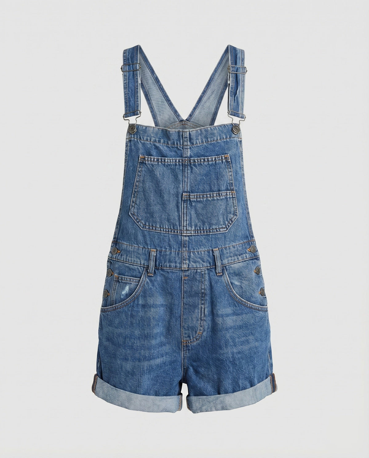 Women's Cuffed Overall Shorts with Adjustable Straps