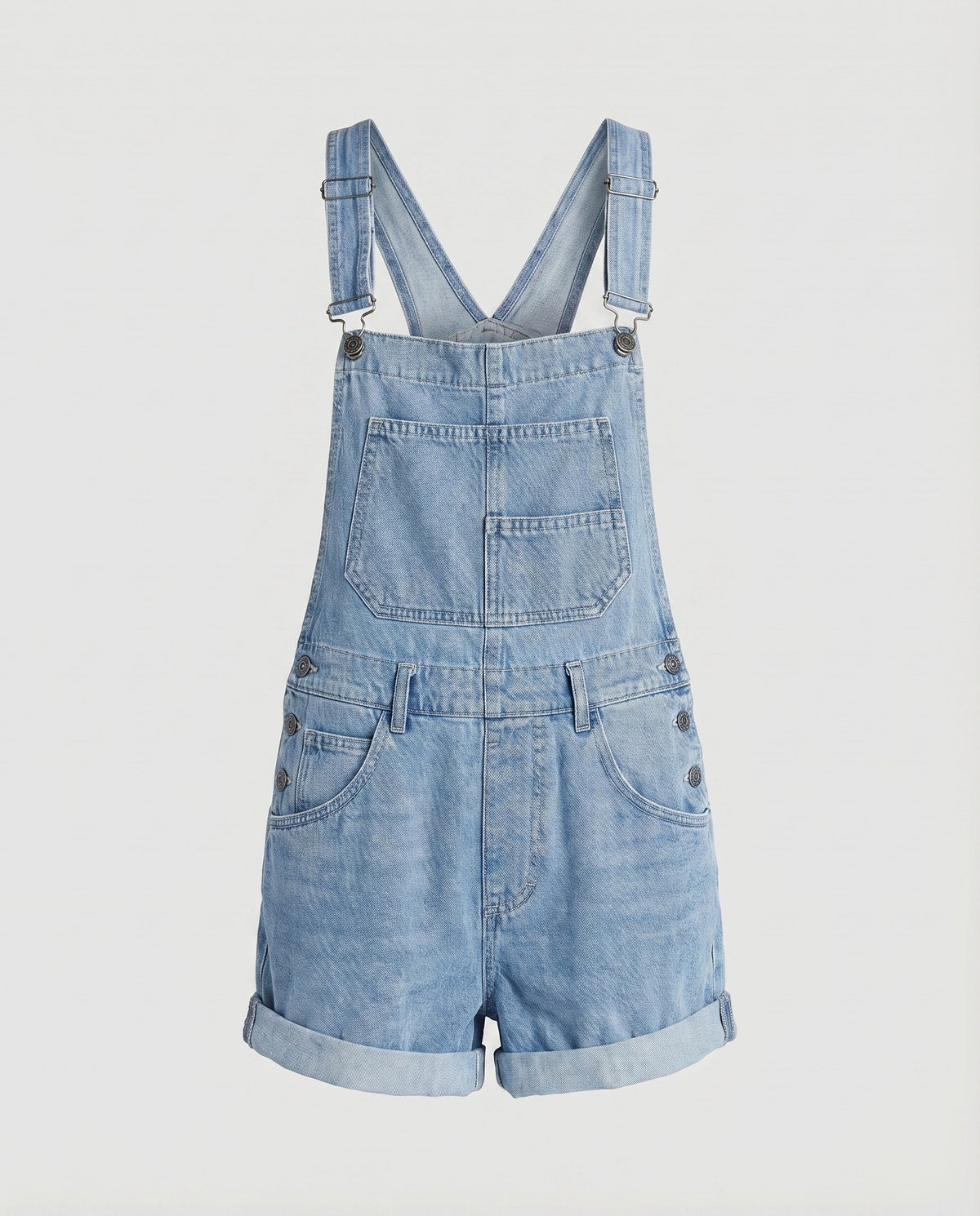 Women's Cuffed Overall Shorts with Adjustable Straps