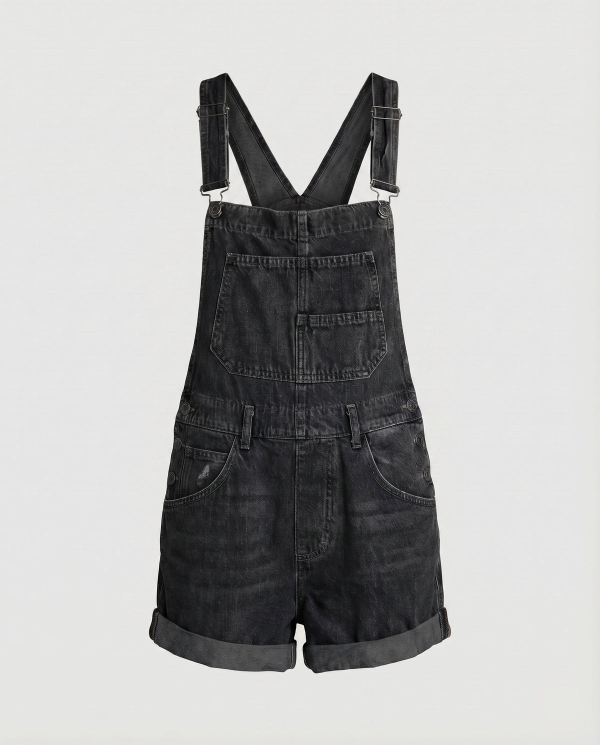 Women's Cuffed Overall Shorts with Adjustable Straps