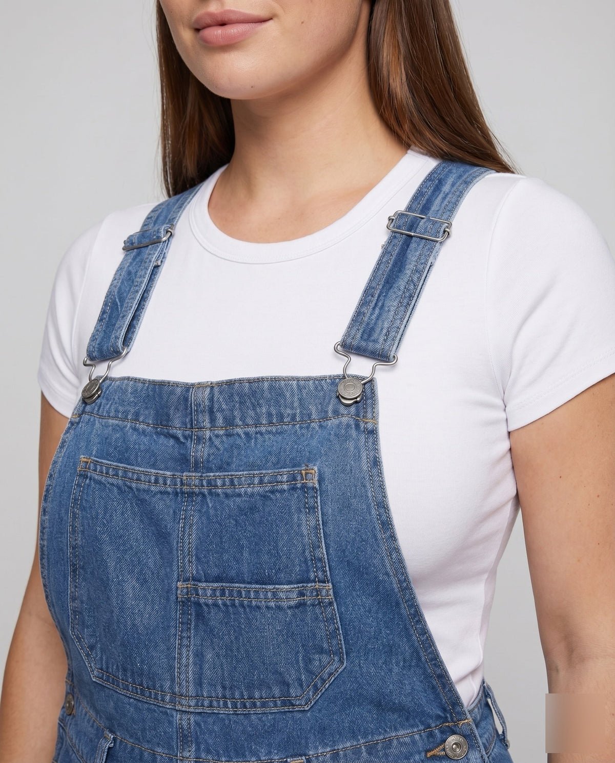 Women's Cuffed Overall Shorts with Adjustable Straps