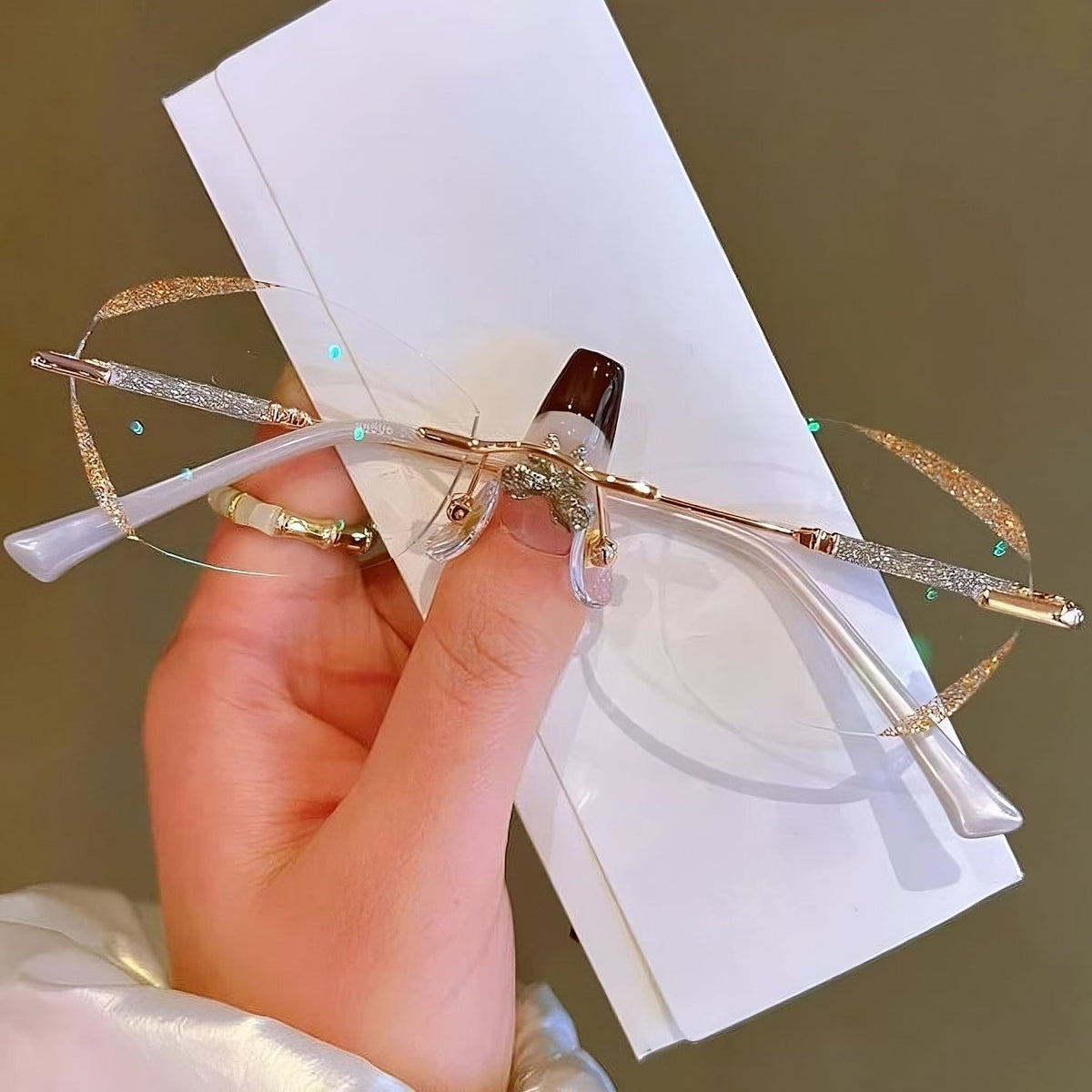 Women's Diamond Rimless Blue Light Blocking Reading Glasses