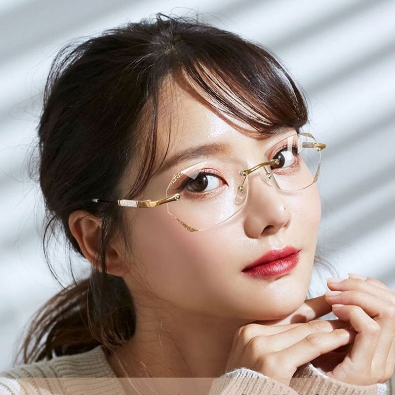 Women's Diamond Rimless Blue Light Blocking Reading Glasses