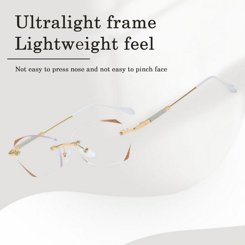Women's Diamond Rimless Blue Light Blocking Reading Glasses