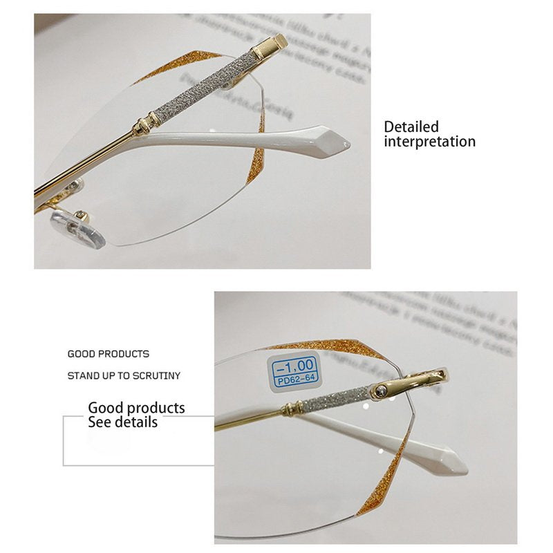 Women's Diamond Rimless Blue Light Blocking Reading Glasses