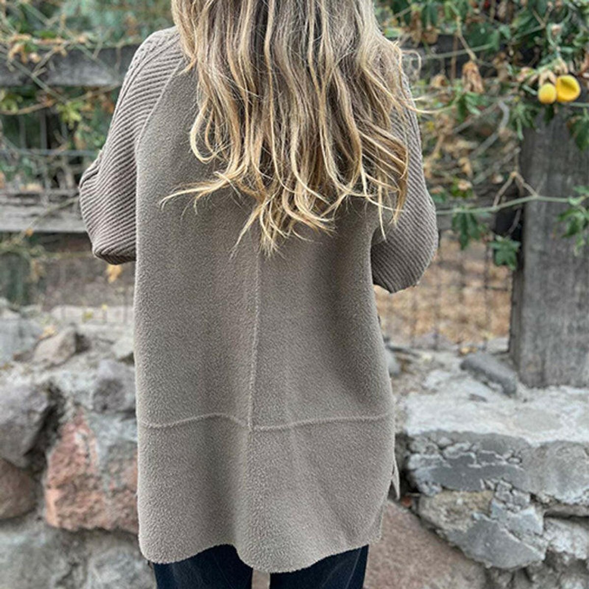 Women's Double-Breasted Cable-Knit Sleeve Coat