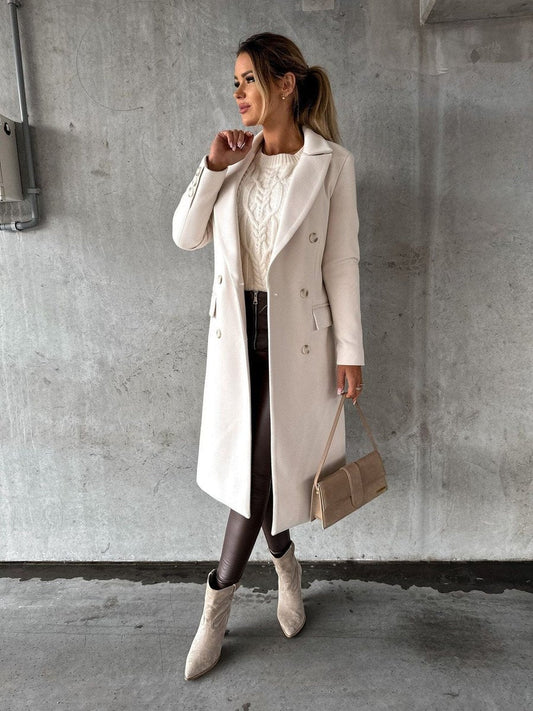 Women's Double-Breasted Long Overcoat