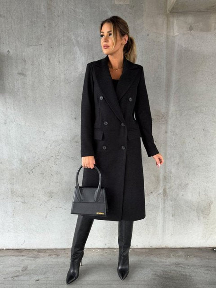 Women's Double-Breasted Long Overcoat