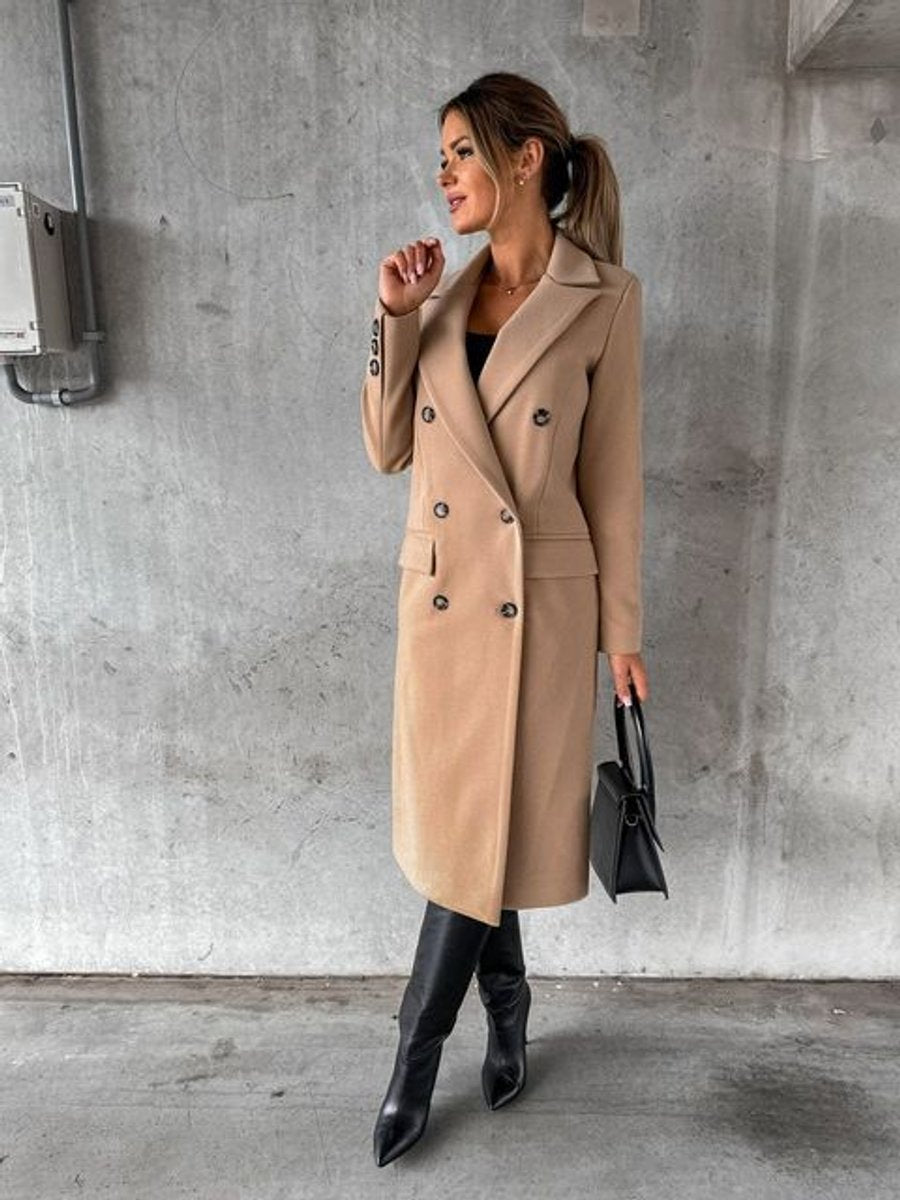 Women's Double-Breasted Long Overcoat