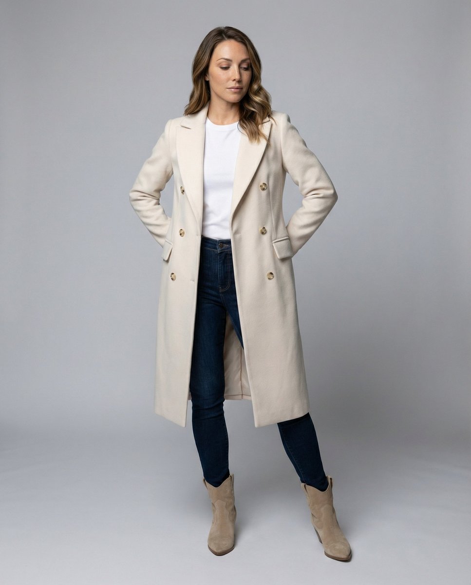 Women's Double-Breasted Long Overcoat
