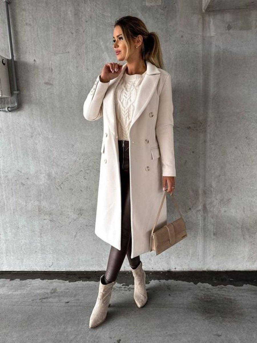 Women's Double-Breasted Long Overcoat