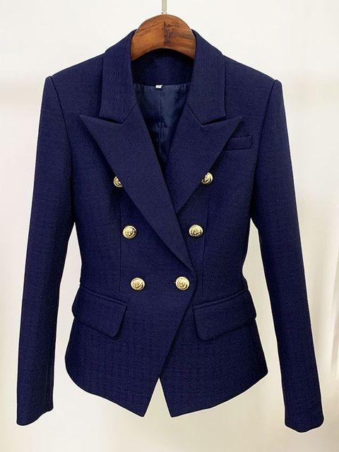 Women's Double-Breasted Tailored Blazer Jacket