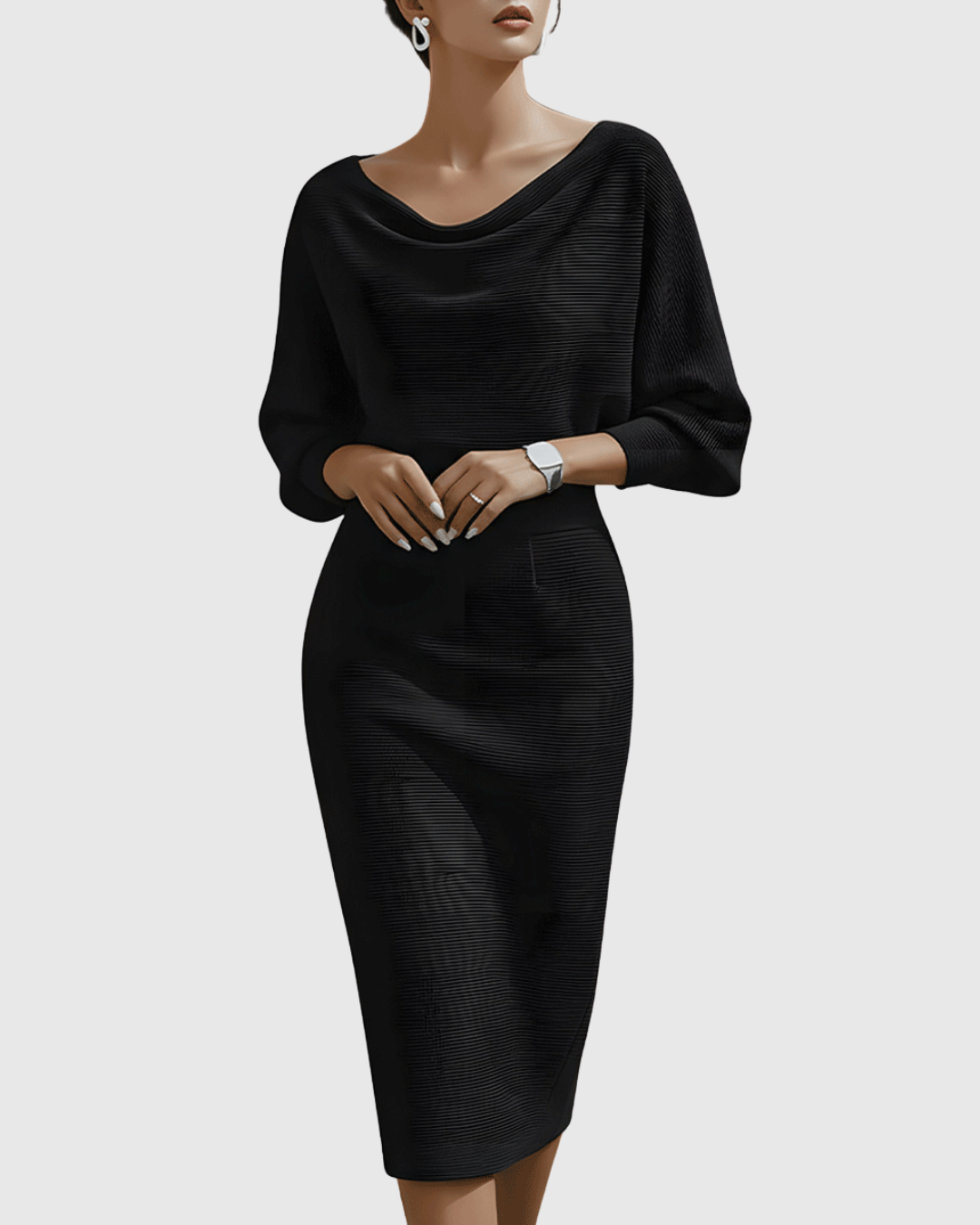Women's Draped Batwing Midi Dress