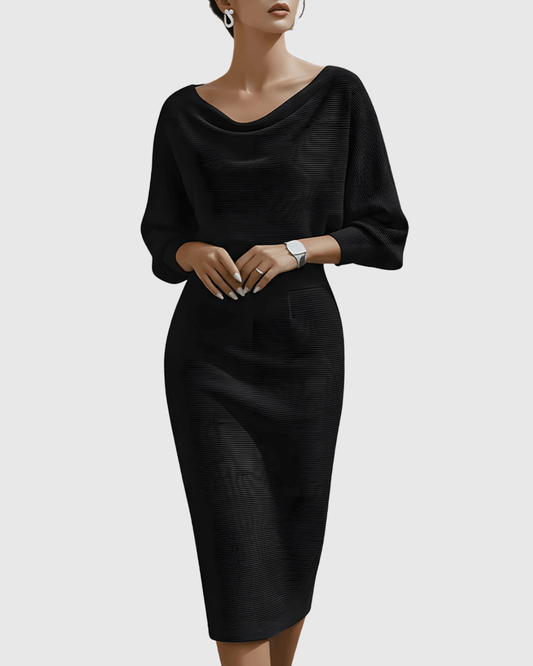 Women's Draped Batwing Midi Dress