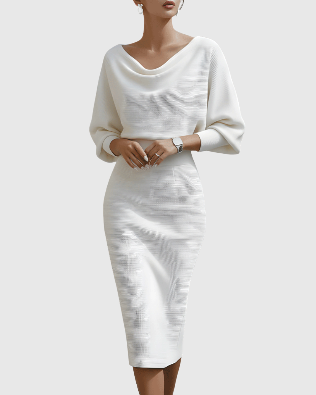 Women's Draped Batwing Midi Dress