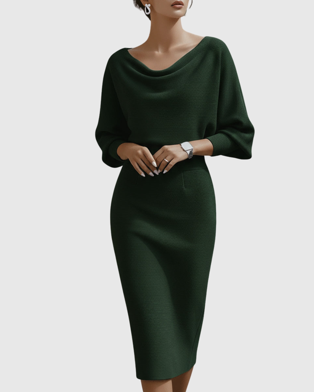 Women's Draped Batwing Midi Dress