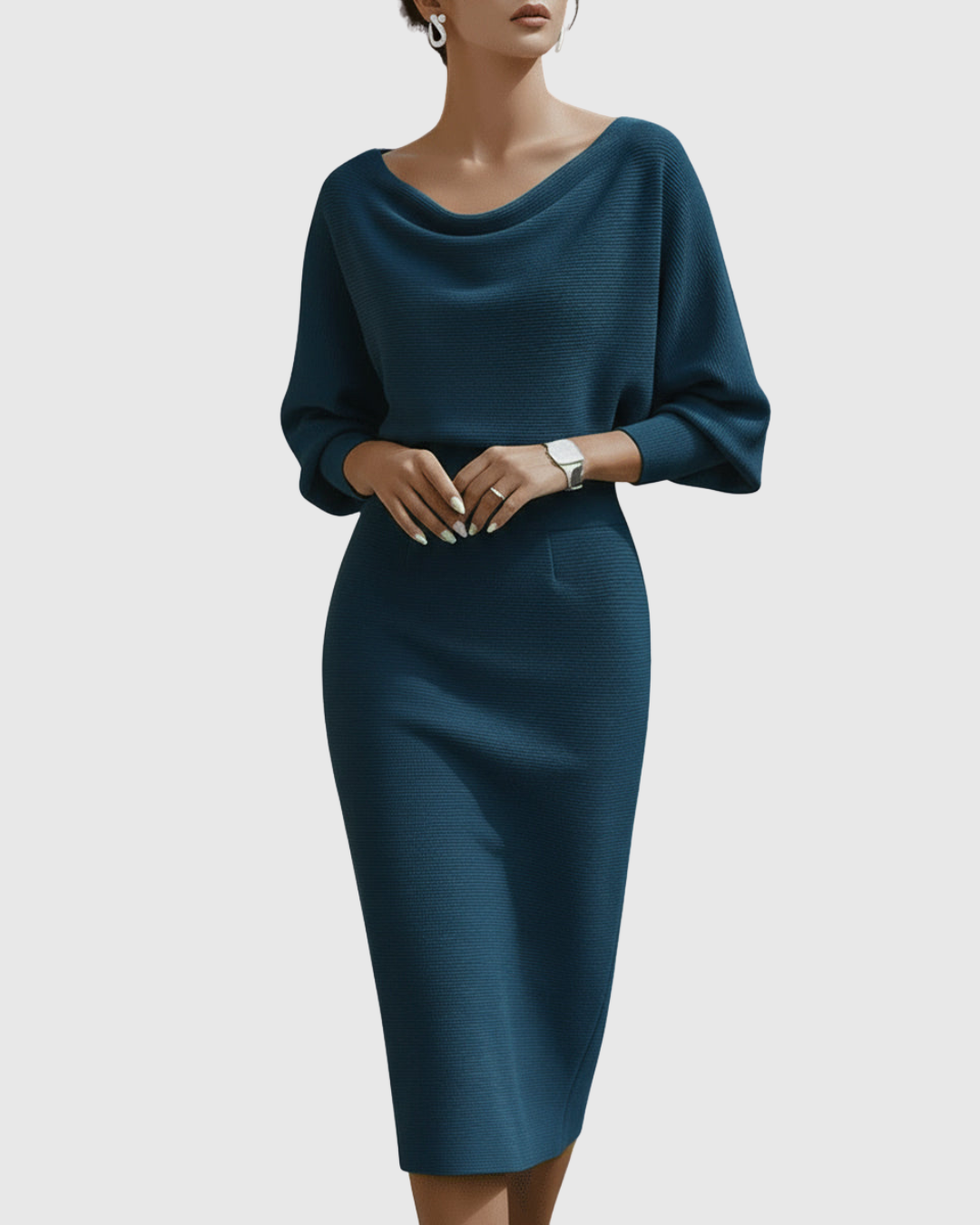 Women's Draped Batwing Midi Dress