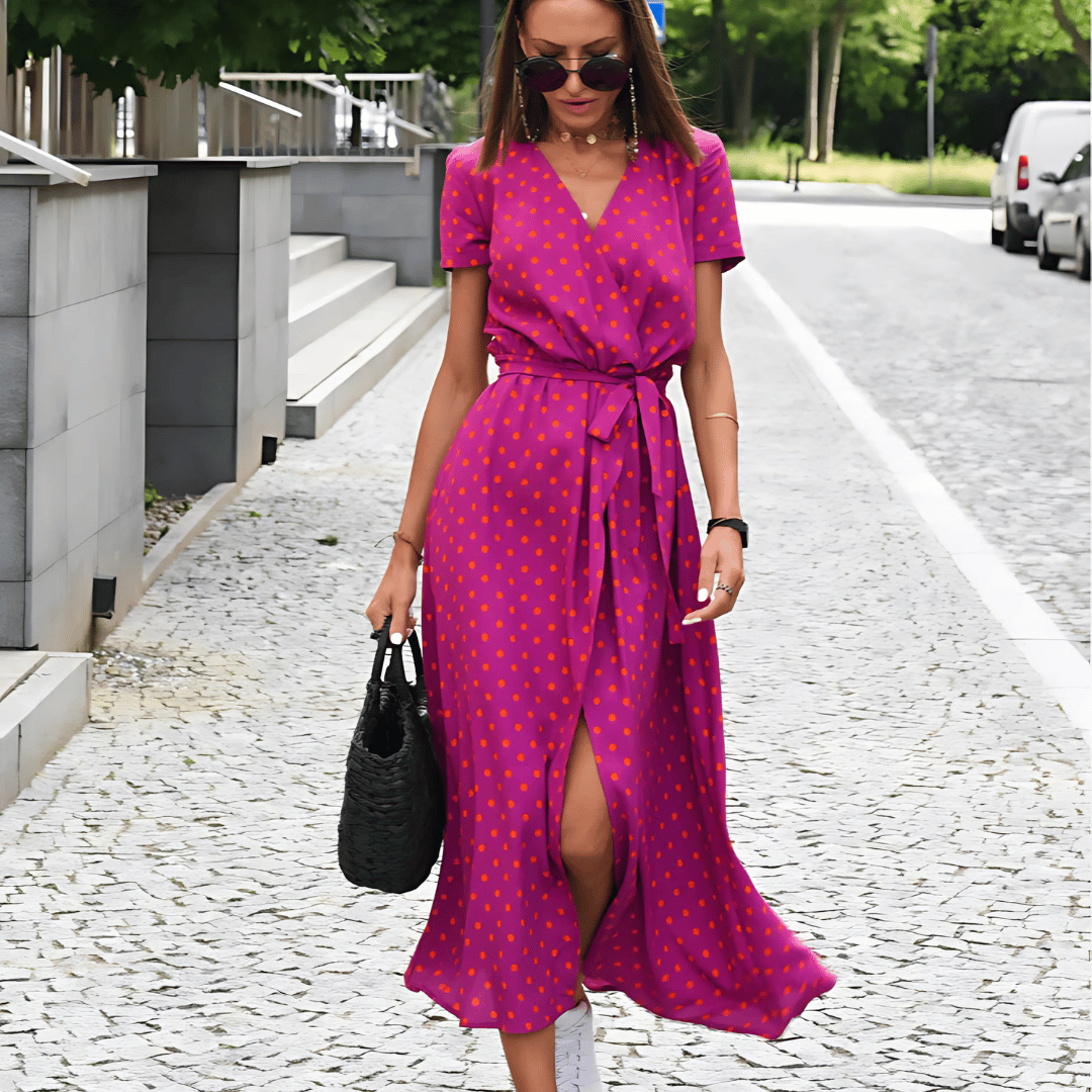 Women's Dress with Slit and Tie Detail