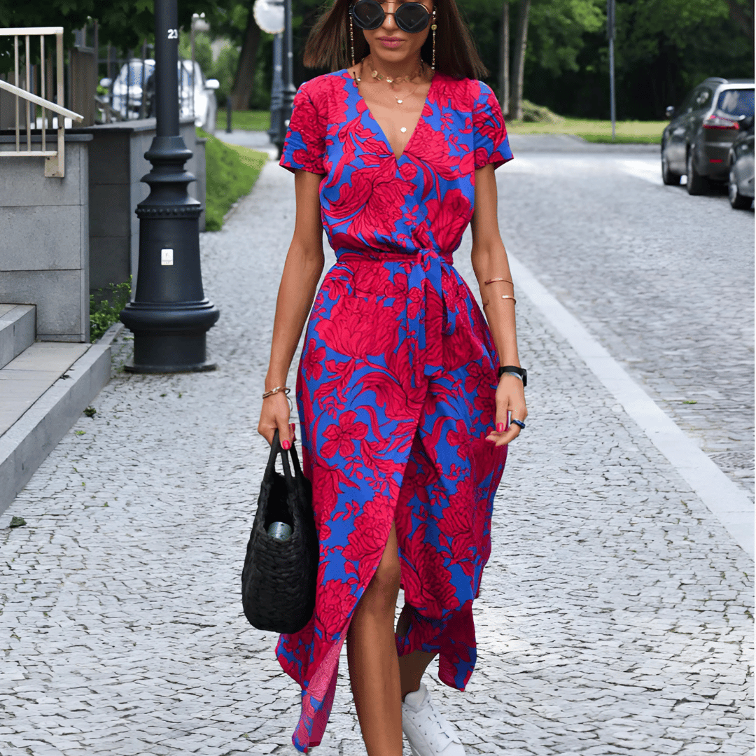 Women's Dress with Slit and Tie Detail