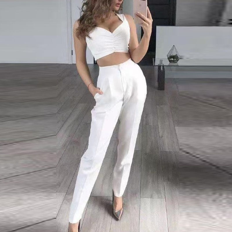 Women's Elegant 3-Piece Blazer Set with Trousers & Top
